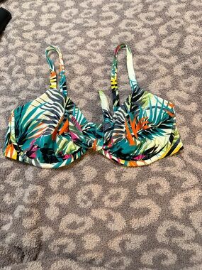 Shade & Shore Teal, Pink & Yellow Tropical Bikini Top
